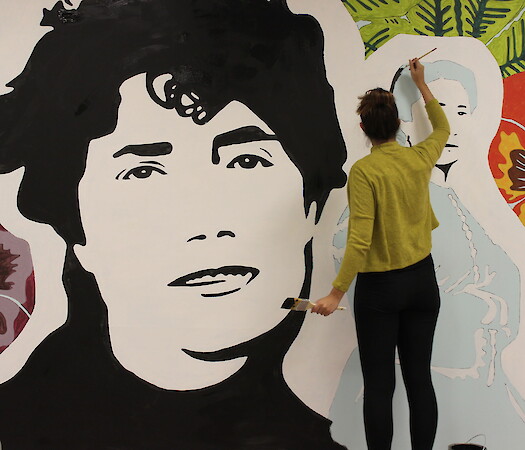 Opening of a mural about Rosalía de Castro