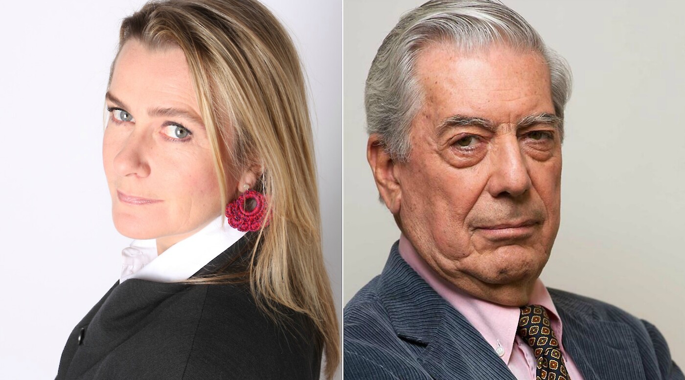 Almudena Solana and Mario Vargas Llosa at Chapman University's Literary Arts Reading Series