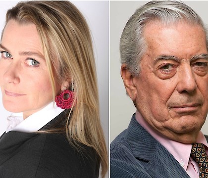 Almudena Solana and Mario Vargas Llosa at Chapman University's Literary Arts Reading Series